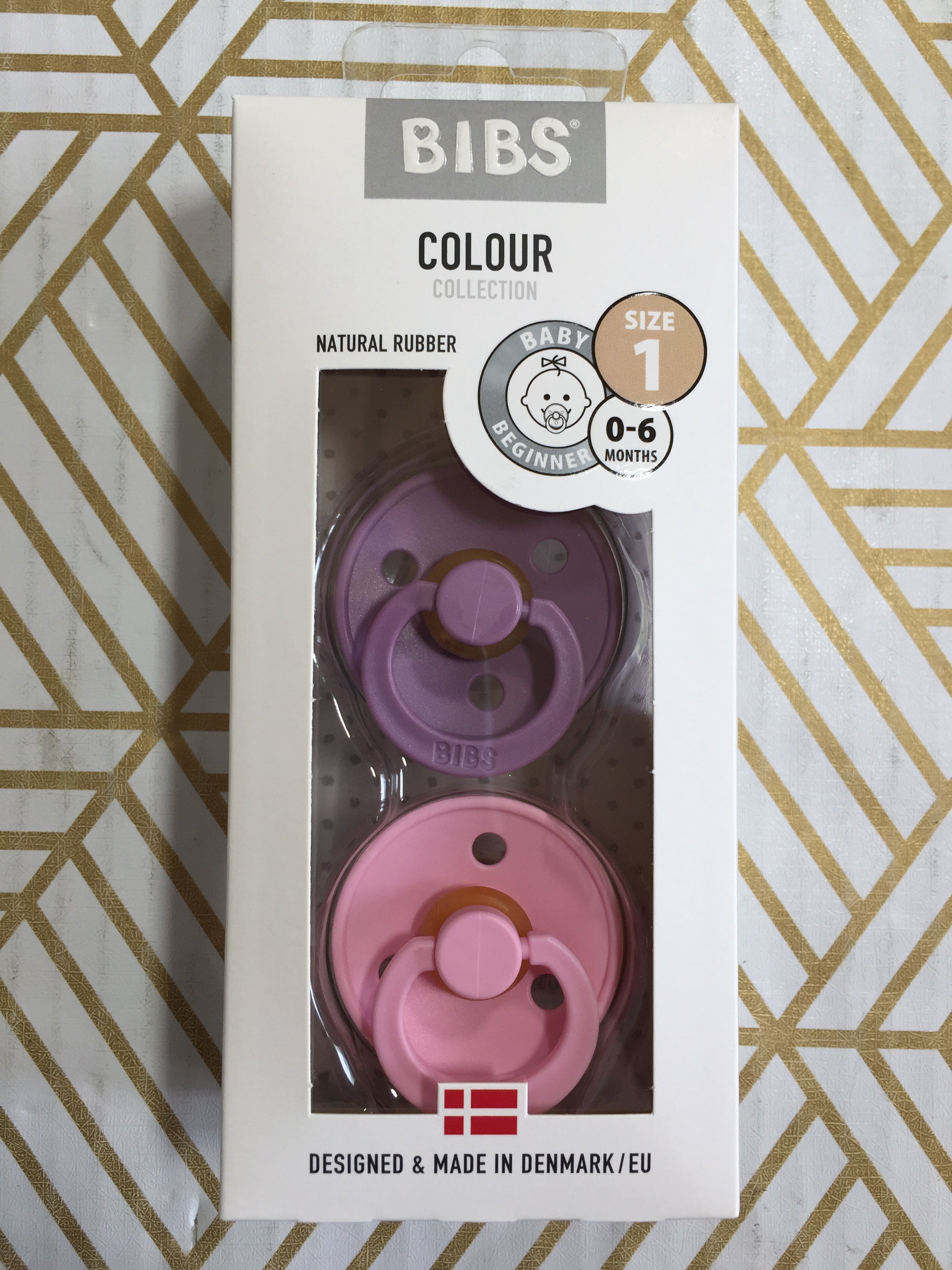 BIBS Pacifiers - BPA-Free Natural Rubber Pacifiers 0-6 Months | Lavender/Pink (7848179073262)